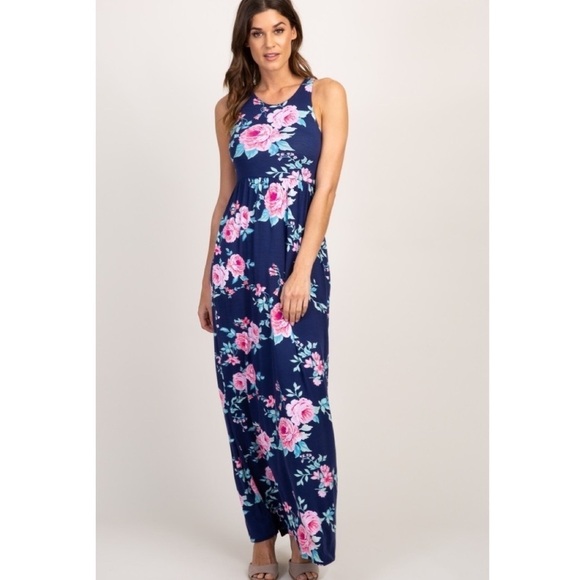 Pinkblush Dresses & Skirts - 𝅺PinkBlush floral racer back maxi dress pockets